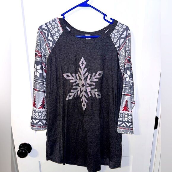 L & B LIFE BRAND WOMENS SNOWFLAKE T SHIRT - Picture 1 of 5